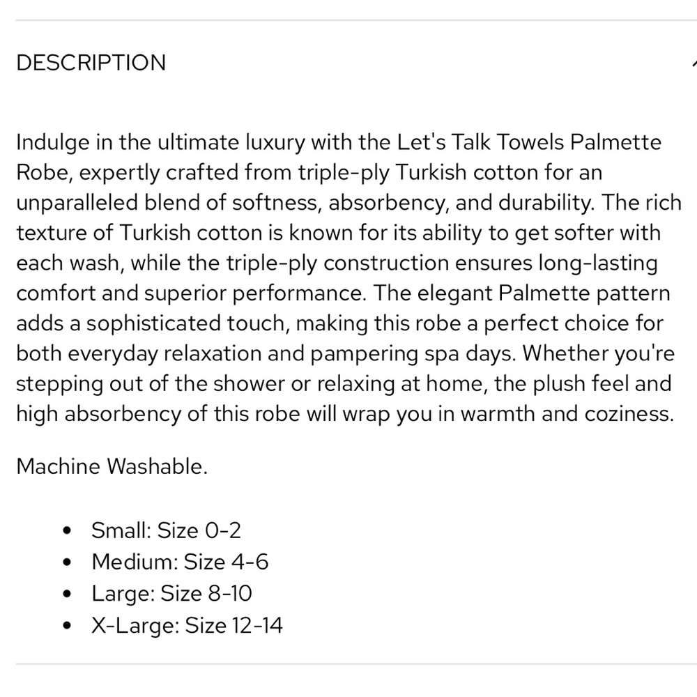 LET’S TALK TOWELS Turkish Cotton Palmette Robe Beach Cover Up - Picture 13 of 14